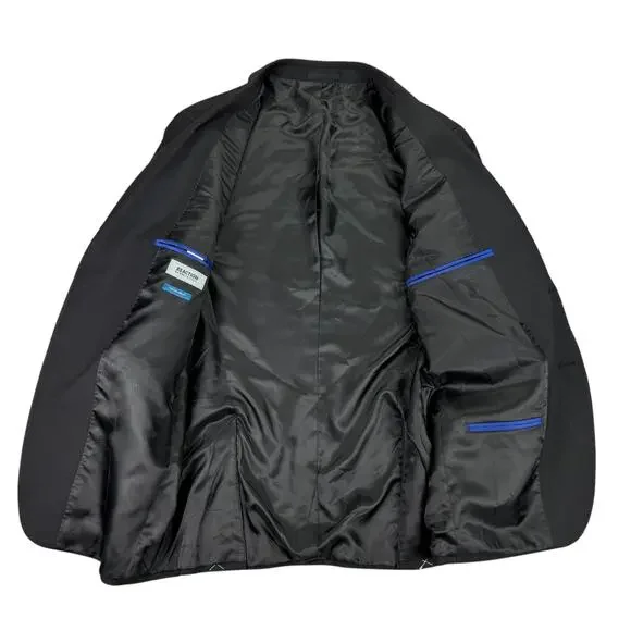 Kenneth Cole Mens Ready Flex Slim Fit Pin-Dot Suit Jacket Black 40R - Picture 2 of 5